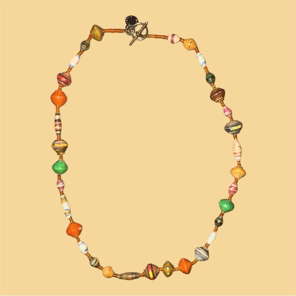 African Artisan Jewelry Paper Beads Glossy Necklace Kenya Fair Trade‎